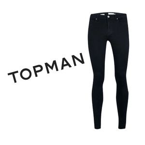 Topman - Mens Super Spray On Skinny Fit Stretch Jeans - Black, 32/30